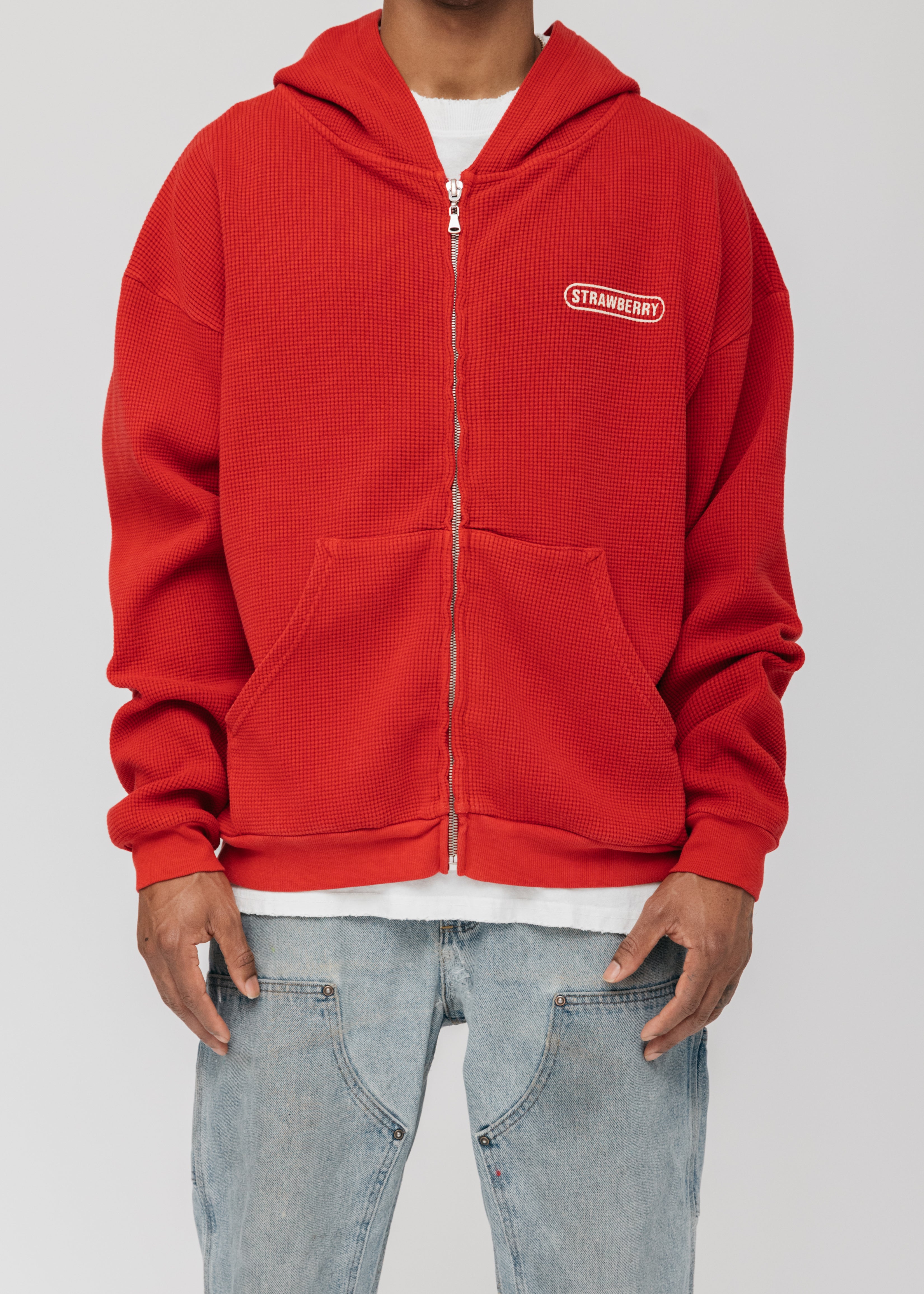 Heavyweight Thermal Zip Up - Red