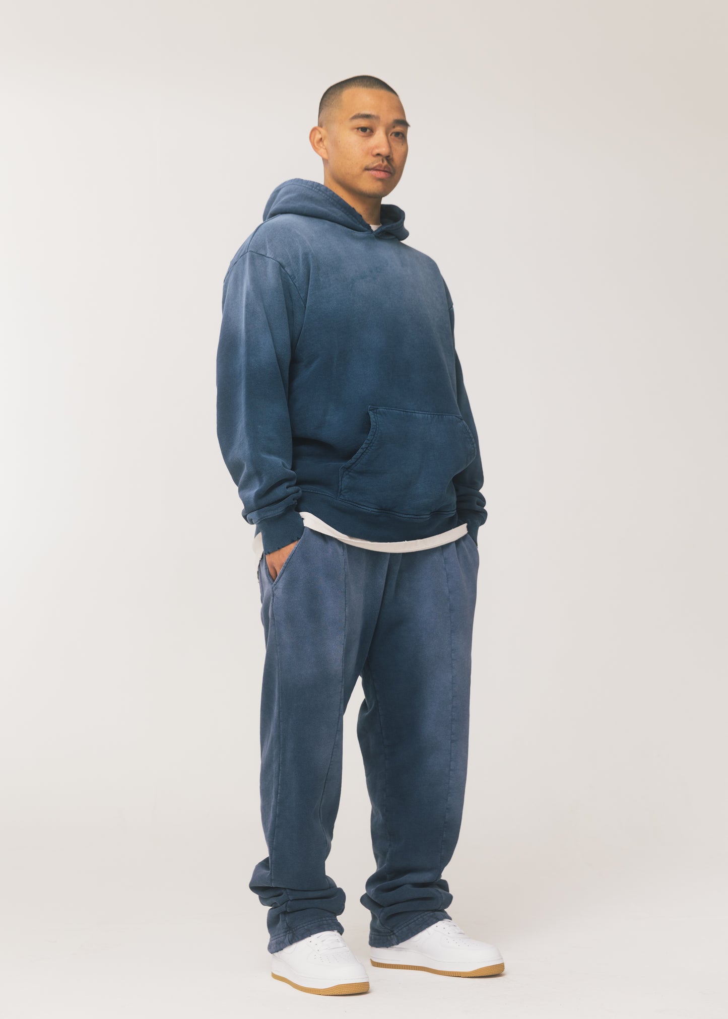 Navy Sunfaded Waffle Hoodie