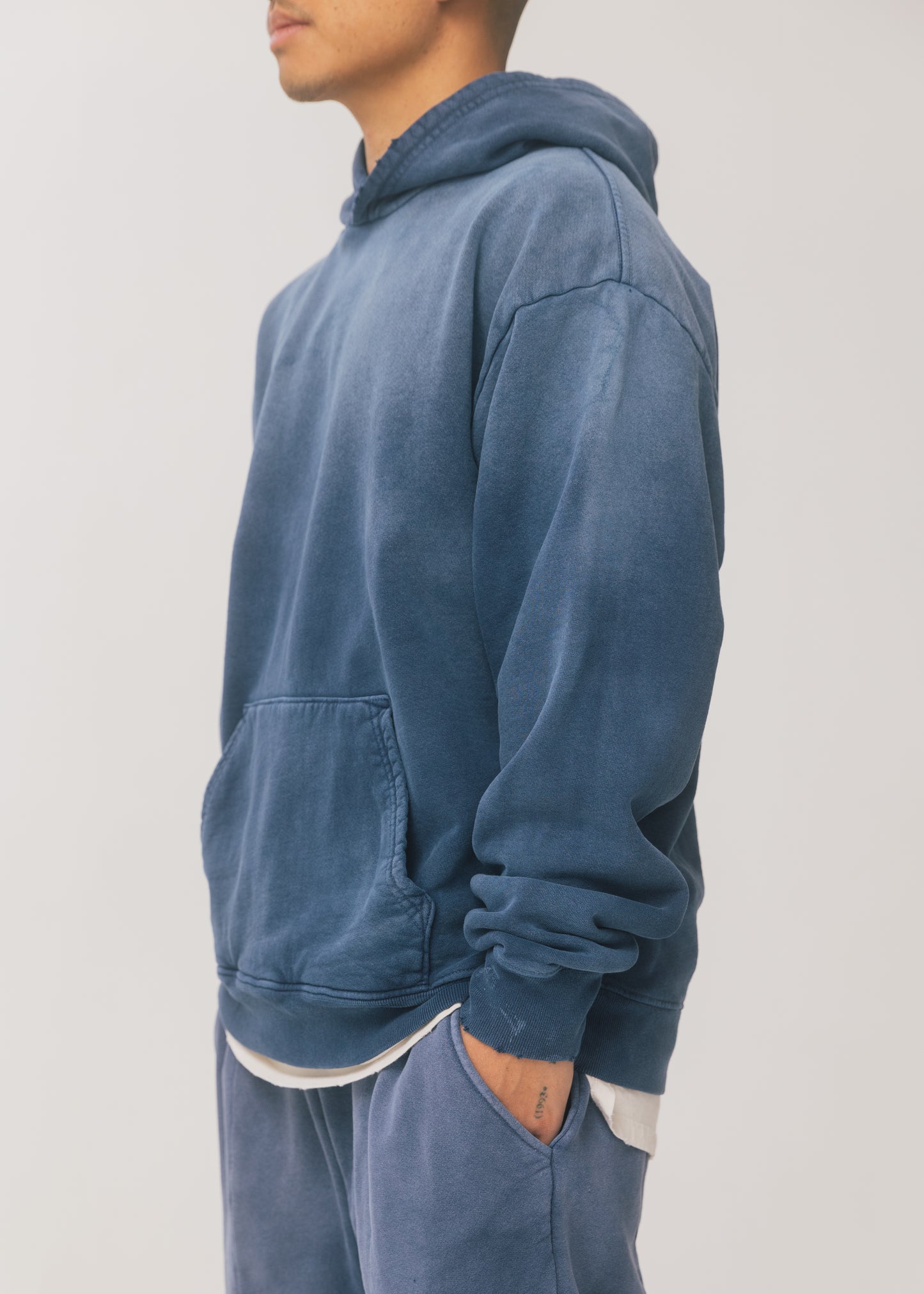 Navy Sunfaded Waffle Hoodie