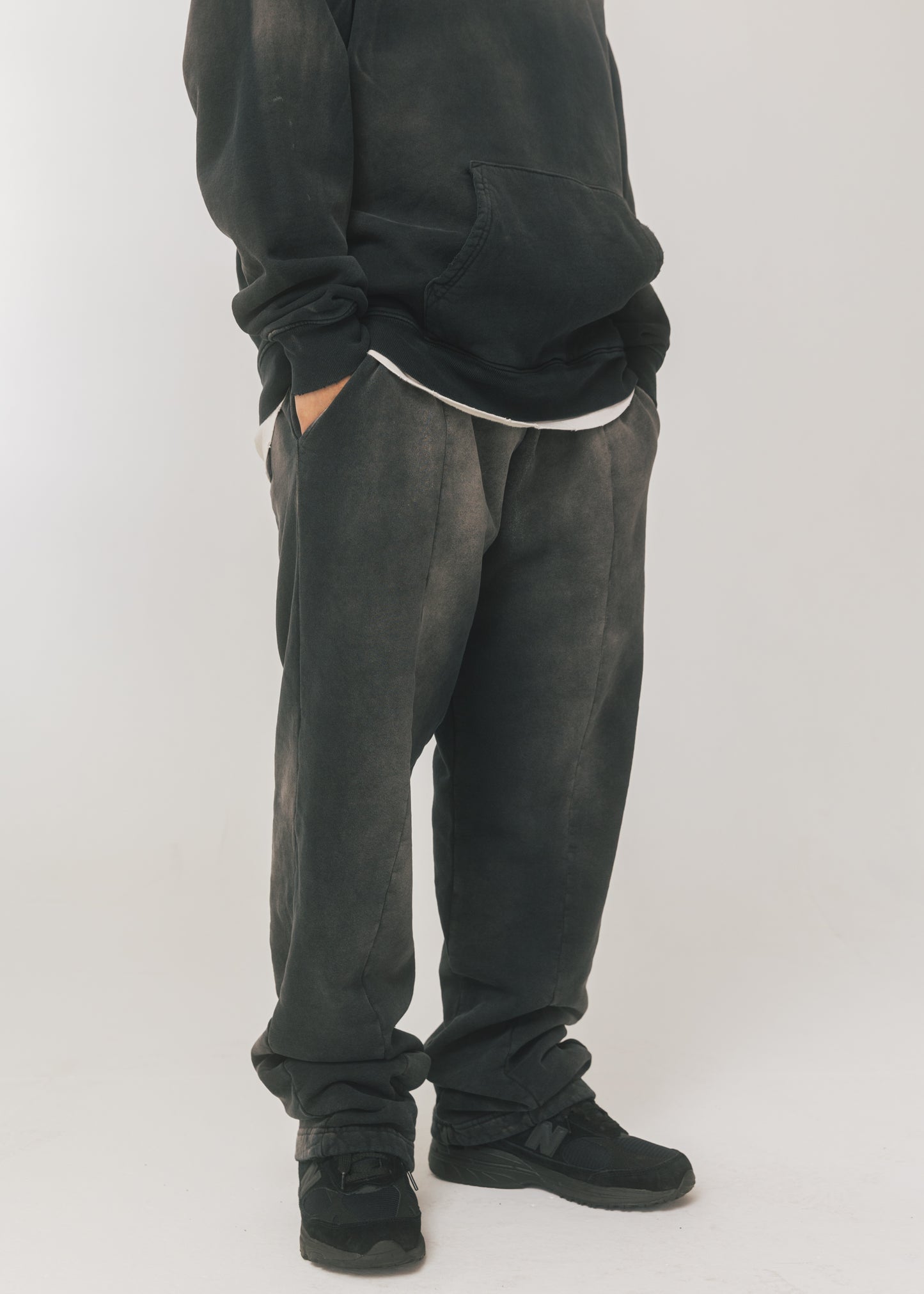 Vintage Black Sunfaded Pleated Sweatpant