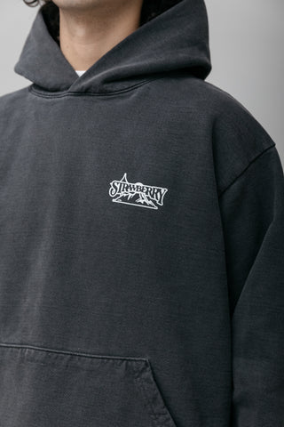 Sudadera con capucha vintage de montaña negra 