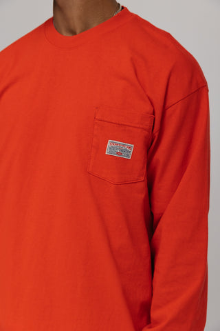 Long Sleeve Pocket T-Shirt - Red