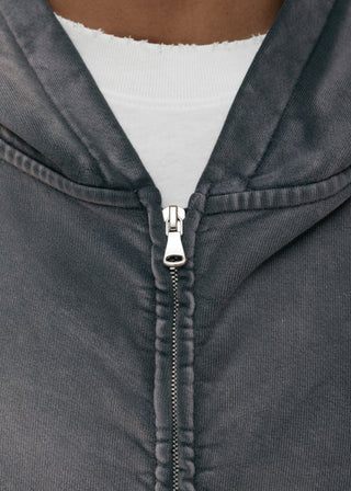 Faded Zip Hoodie - Black