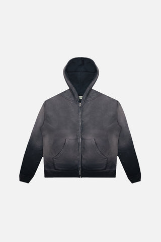 Faded Zip Hoodie - Black