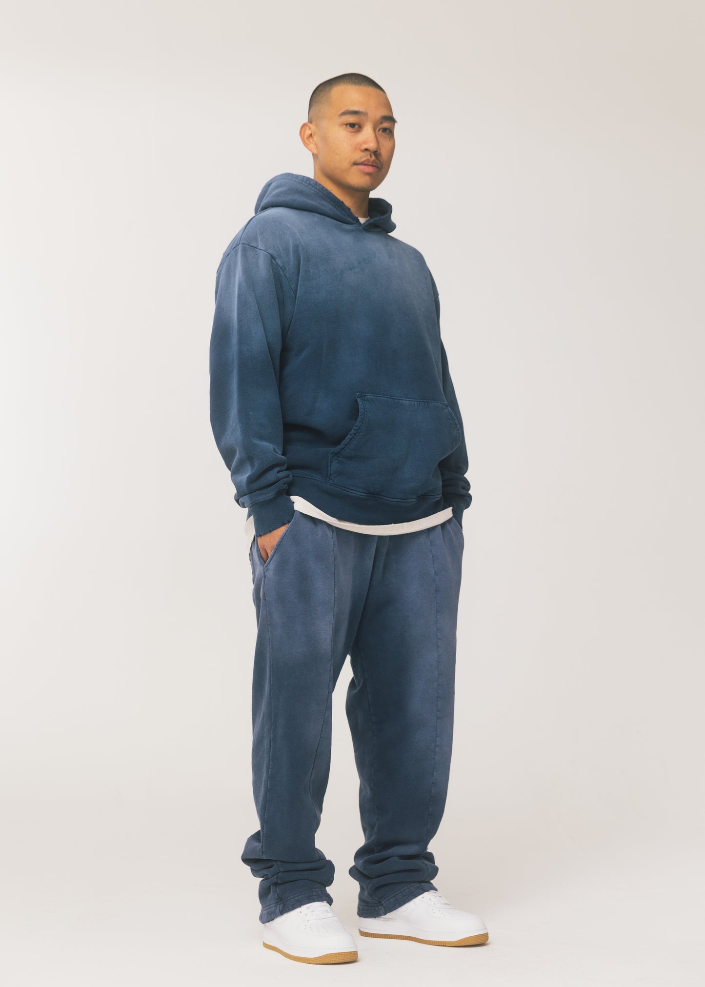 Navy Sunfaded Pleated Sweatpant